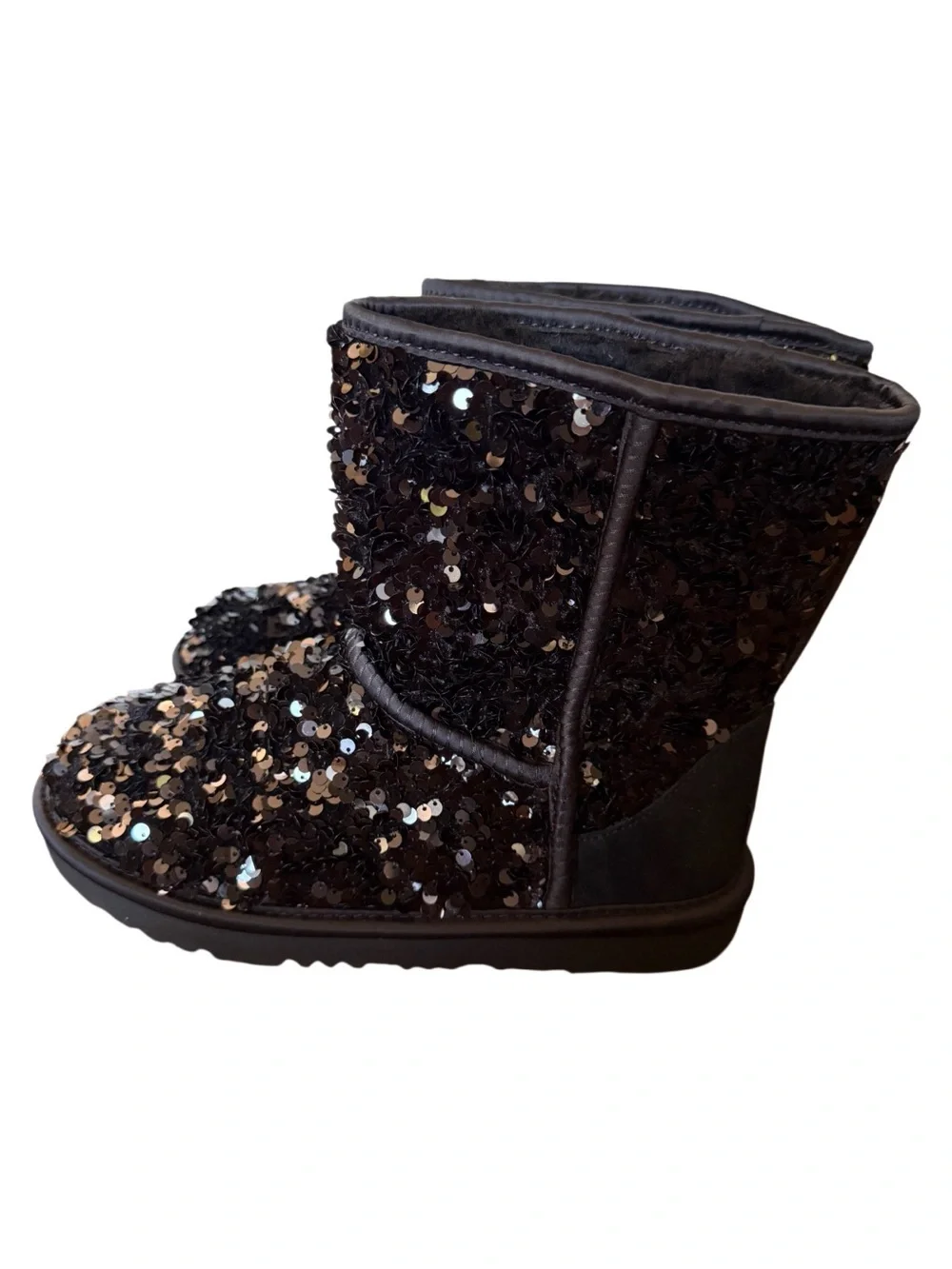 UGG Classic Short Chunky Black Sequin Boots-NWOT Size 4